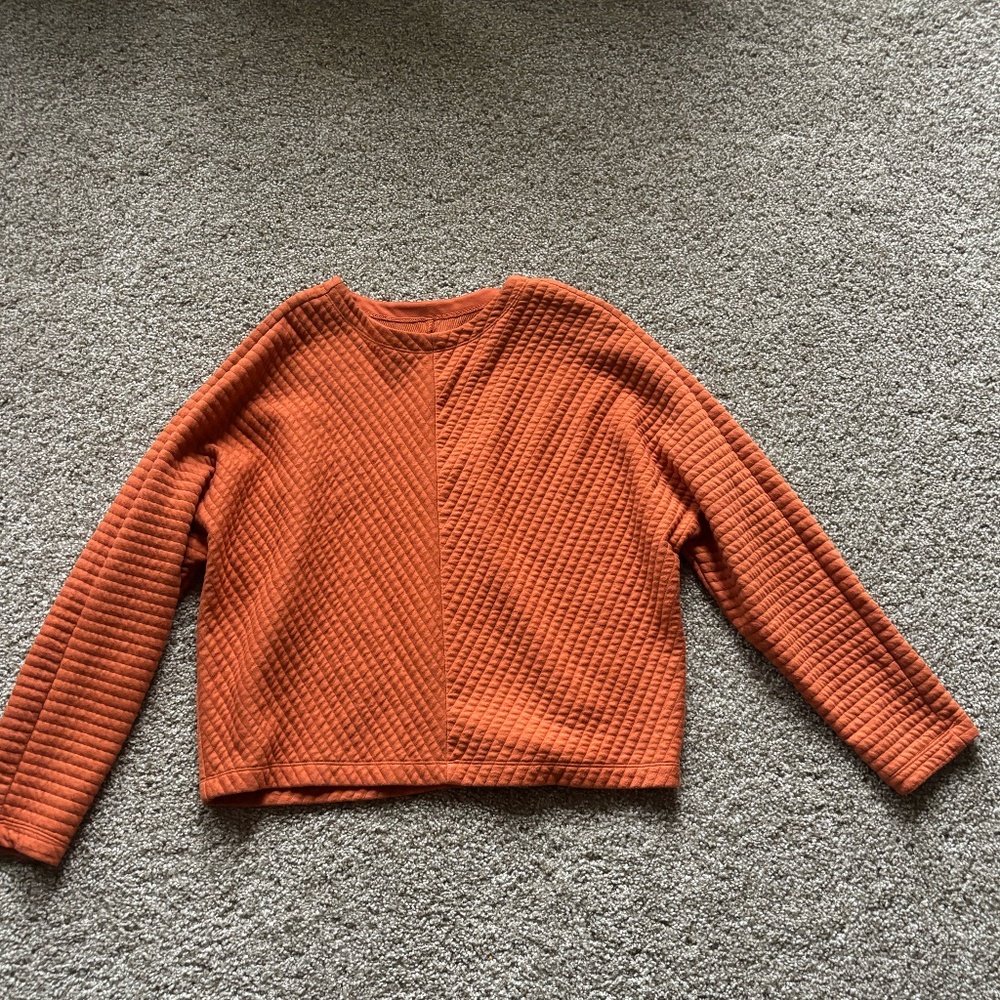 Burnt Orange Ribbed Long Sleeve Top